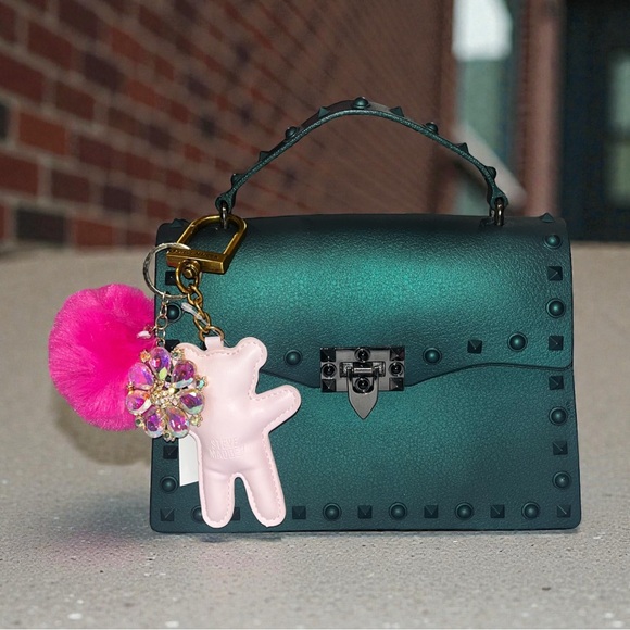 Steve Madden Pink Bear / Pom Pom Bling Bag Charm NWT - Picture 6 of 15